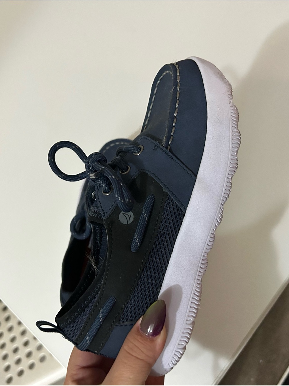 Sperry Navy and White Kids Slip-On Boat Sneaker
